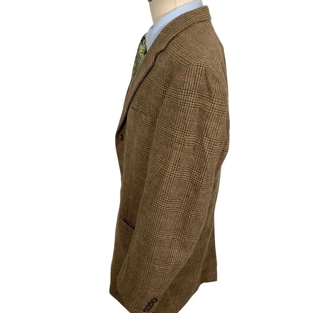 Jos‎ A Bank Blazer Mens 44L Brown Plaid Camelhair 3-Button Heritage